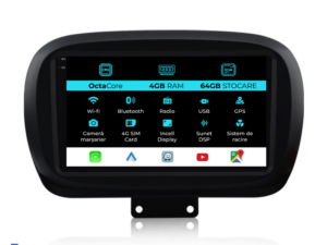 Navigation til Fiat 500x, (2014-2020), 9 Tommer, 4Gb RAM, 64Gb Lagerplads, Carplay