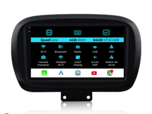Navigation til Fiat 500x, 2014-2020, QuadCore, 9 tommer, 4Gb RAM, 64Gb lager, Carplay