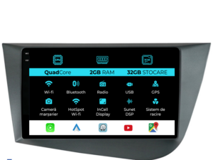 Navigation til Seat Leon Mk2 (2005-2012), 9 tommer, 2Gb RAM, 32Gb lager, Carplay