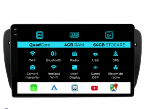 Navigation til Seat Ibiza (2008-2016), QuadCore, 9 Tommer, 4Gb RAM, 64Gb Lagerplads, Carplay