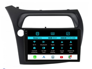 Navigation til Honda Civic VII Hatchback (2006-2011), 9 tommer, 8GB RAM, 256GB lager, Carplay