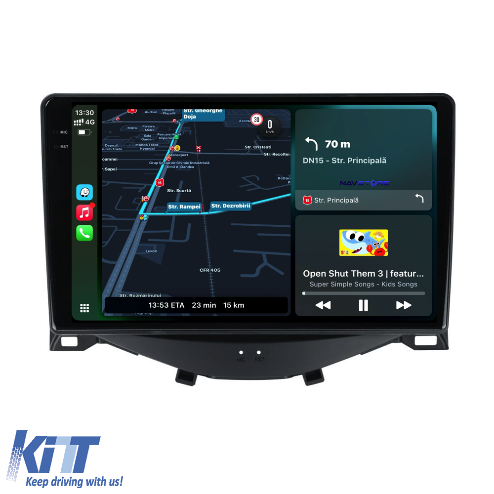 Navigation til Peugeot 108, Citroen C1, Toyota Aygo (2014 - 2022), 9 tommer, 4 GB RAM, 64 GB lager, Carplay - Billede 2