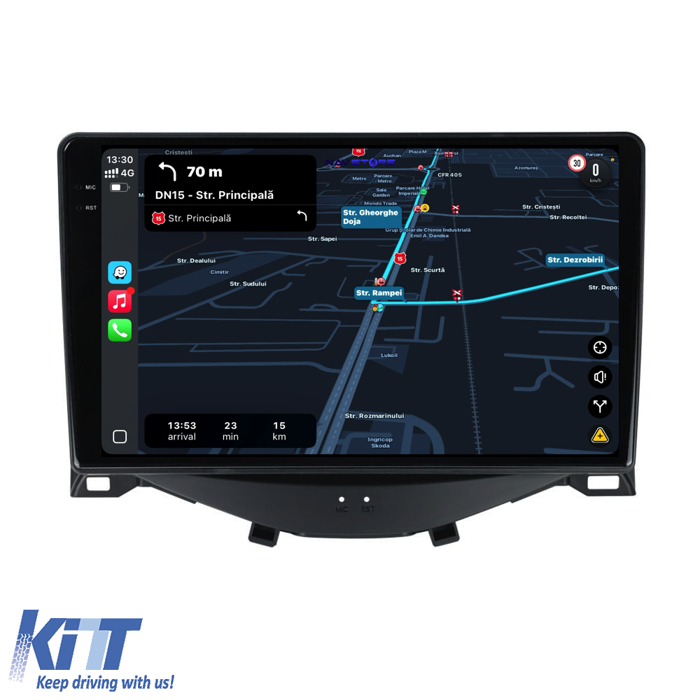 Navigation til Peugeot 108, Citroen C1, Toyota Aygo (2014 - 2022), 9 tommer, 4 GB RAM, 64 GB lager, Carplay - Billede 3