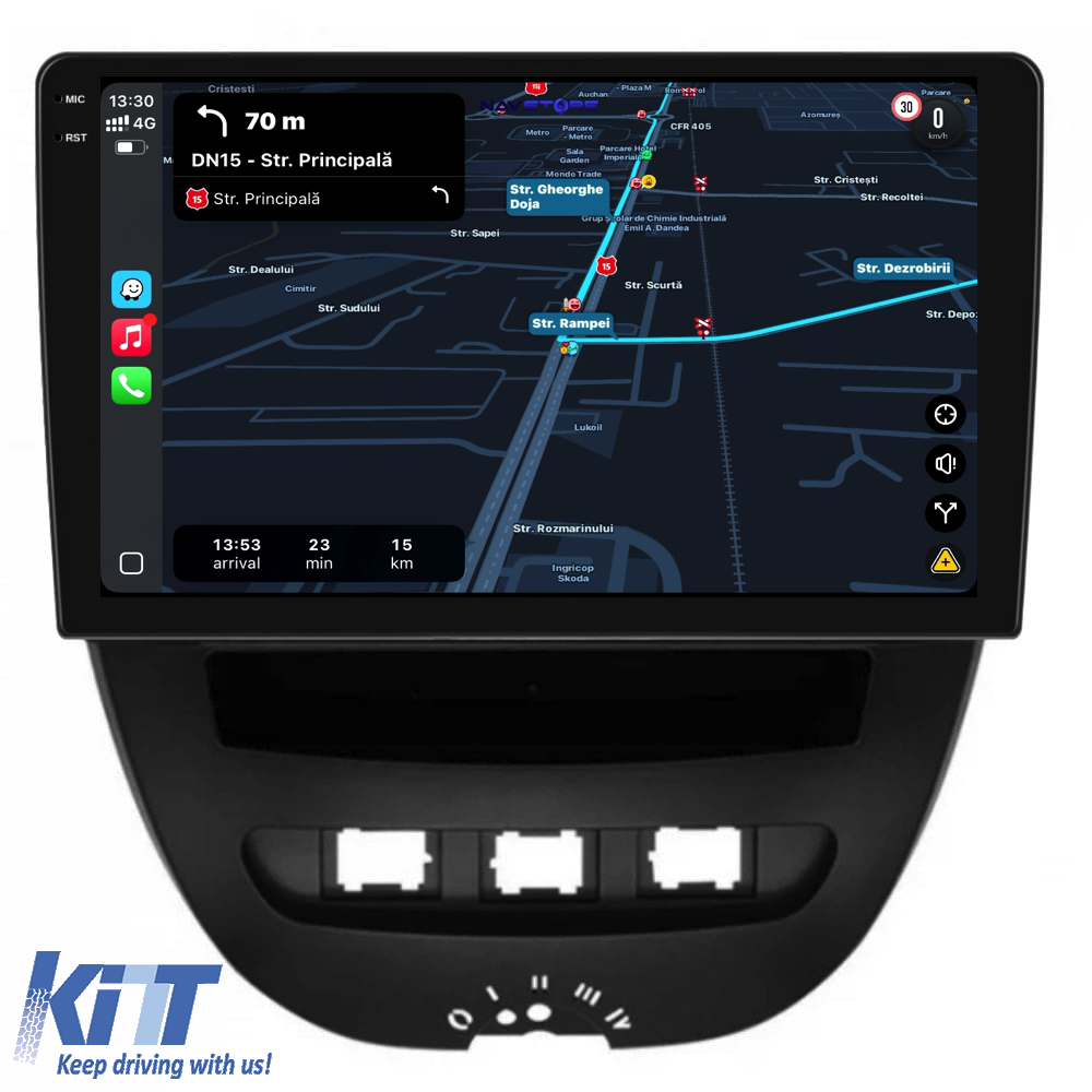Navigation til Peugeot 107, Citroën C1, Toyota Aygo (2005 - 2015), 10 tommer, 2 GB RAM, 32 GB lager, Carplay - Billede 3