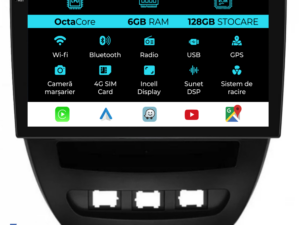 Navigation til Peugeot 107, Citroen C1, Toyota Aygo (2005 - 2015), 10 tommer, 6GB RAM, 128GB lager, Carplay