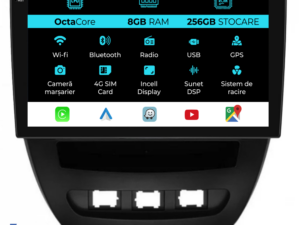 Navigation til Peugeot 107, Citroen C1, Toyota Aygo (2005 - 2015), 10 tommer, 8GB RAM, 256GB lager, Carplay