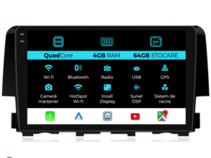 Navigation til Honda Civic, 2015-2021, QuadCore, 9 Tommer, 4Gb RAM, 64Gb Lager, Carplay