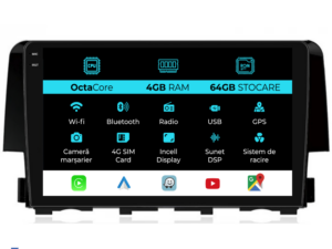 Navigation til Honda Civic, 2015-2021, 9 tommer, 4 GB RAM, 64 GB lager, Carplay