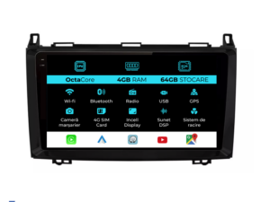 Navigation til Mercedes Vito, Sprinter, Viano B200 A Klasse (2005-2012), 9 tommer, 4 GB RAM, 64 GB lager, Carplay.