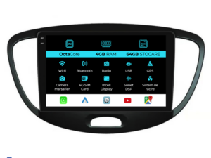 Navigation til Hyundai I10, 2007-2013, 9 tommer, 4Gb RAM, 64Gb lager, Carplay
