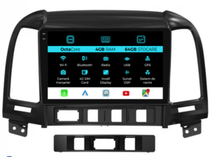 Navigation til Hyundai Santa Fe, 2005-2012, 9 tommer, 4 GB RAM, 64 GB lager, Carplay