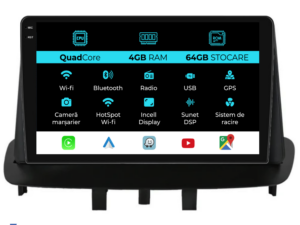 Navigation til Renault Megane 3 (2008-2015), QuadCore, 9 tommer, 4Gb RAM, 64Gb lager, CarPlay