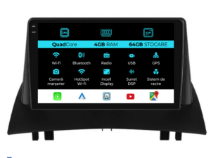 Navigation til Renault Megane 2, 2002-2009, QuadCore, 9 tommer, 4Gb RAM, 64Gb lager, Carplay