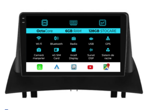 Navigation til Renault Megane 2, (2002-2009), 9 tommer, 6Gb RAM, 128Gb lager, Carplay