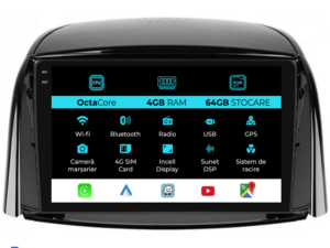 Navigation til Renault Koleos, (2008-2016), 9 tommer, 4 GB RAM, 64 GB lager, Carplay