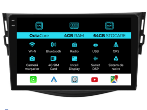 Navigation til Toyota Rav 4, (2006-2013), 9 tommer, 4 GB RAM, 64 GB lager, Carplay