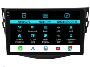 Navigation til Toyota Rav 4, 2006-2013, 9 tommer, 6GB RAM, 128GB lager, Carplay