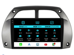 Navigation til Toyota Rav 4, (2000-2005), 9 tommer, 8GB RAM, 256GB lager, Carplay