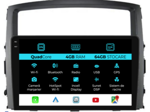 Navigation til Mitsubishi Pajero, 2006-2018, QuadCore, 9 tommer, 4Gb RAM, 64Gb lager, Carplay