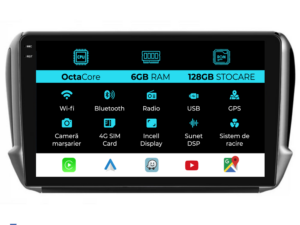 Navigation til Peugeot 208, 2008 (2013-2018), 10 tommer, 6Gb RAM, 128Gb lager, Carplay