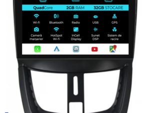 Navigation til Peugeot 207, (2006-2015), 9 Tommer, 2Gb RAM, 32Gb Lager, Carplay