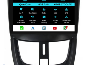 Navigation til Peugeot 207, (2006-2015), QuadCore, 9 tommer, 4Gb RAM, 64Gb lager, Carplay