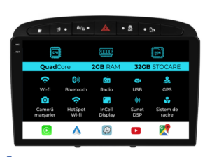 Navigation til Peugeot 308 408 (2008-2013), 9 tommer, 2Gb RAM, 32Gb lager, Carplay