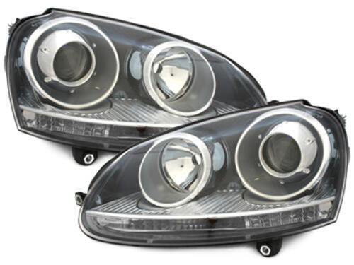 Hovedlygter DEPO passende til VW Golf V 5 (2003-2009) Jetta (2003-2009) GTI Look Sort LHD